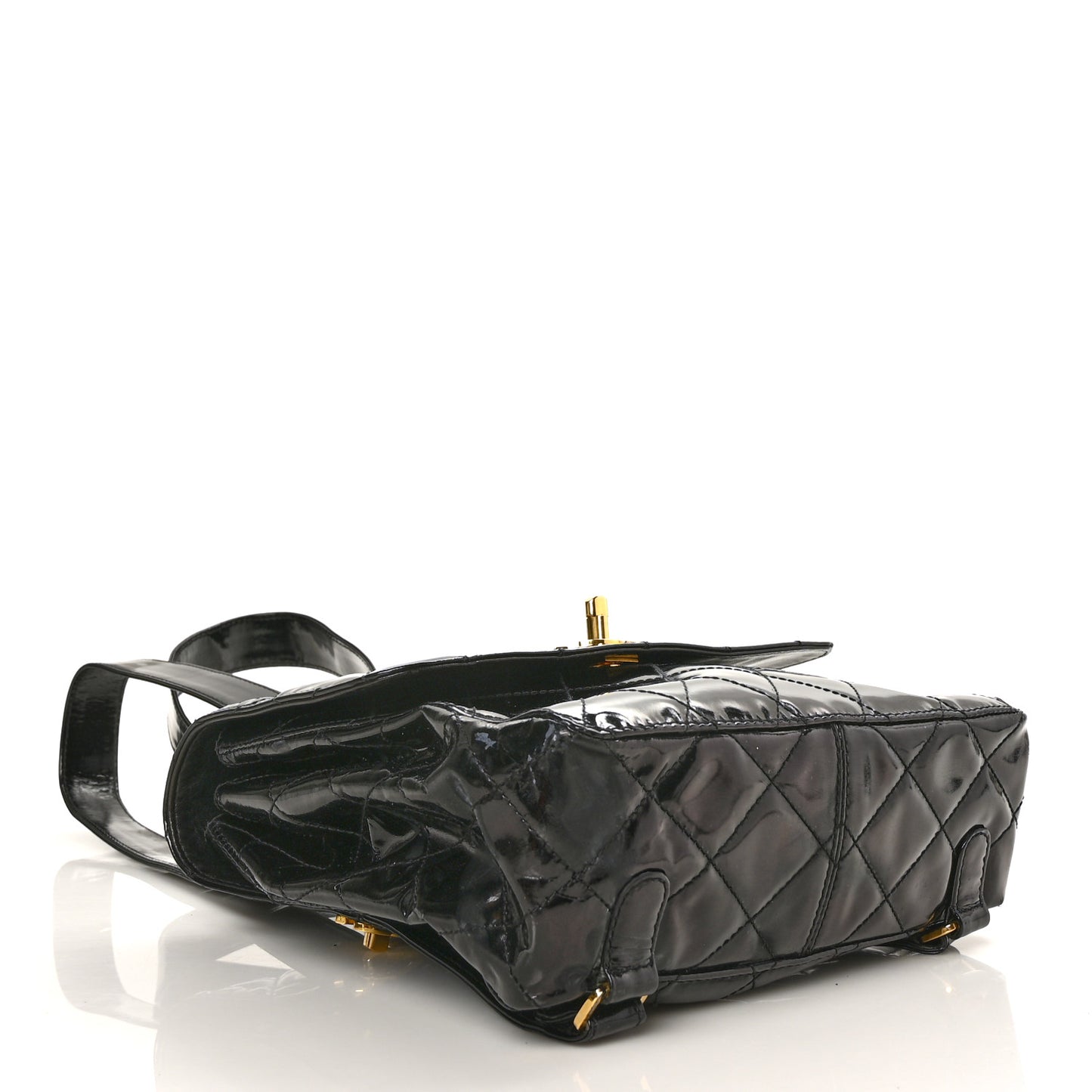 Patent Quilted Backpack Black