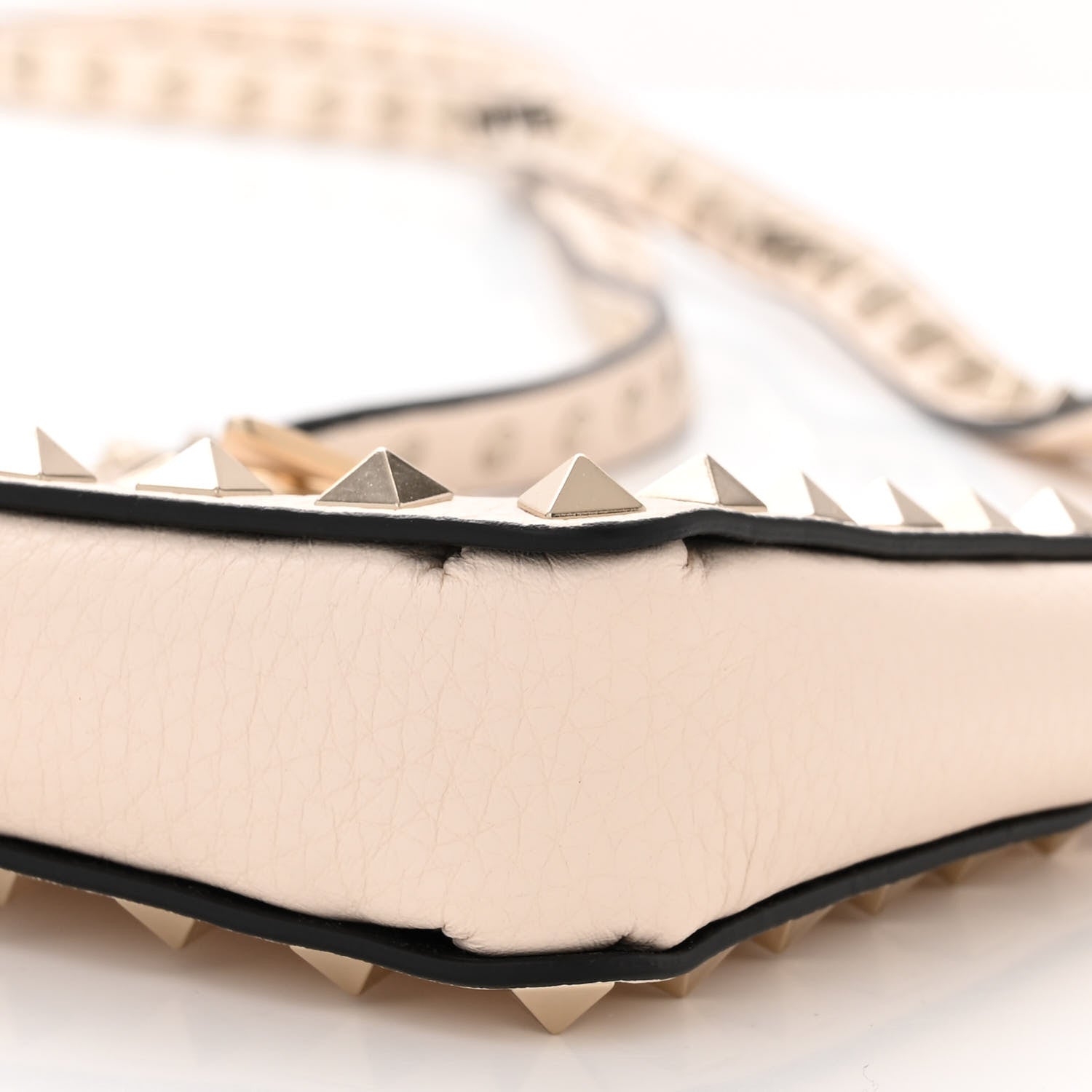 Valentino Garavani Pebbled Calfskin Rockstud Phone Case Crossbody Ivory 9 of 10