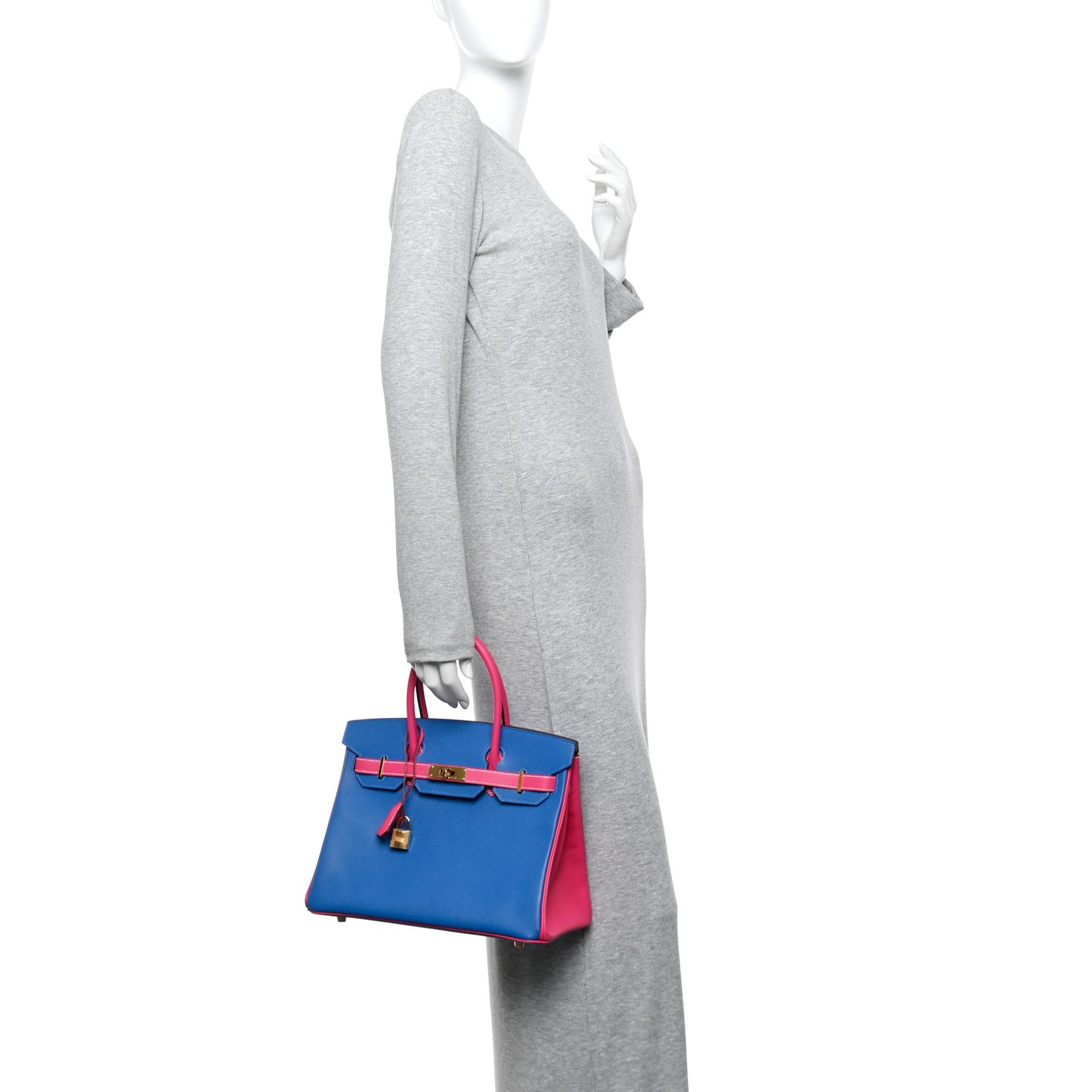 Epsom Bi-Color Horseshoe Birkin 30 Mykonos Rose Tyrien
