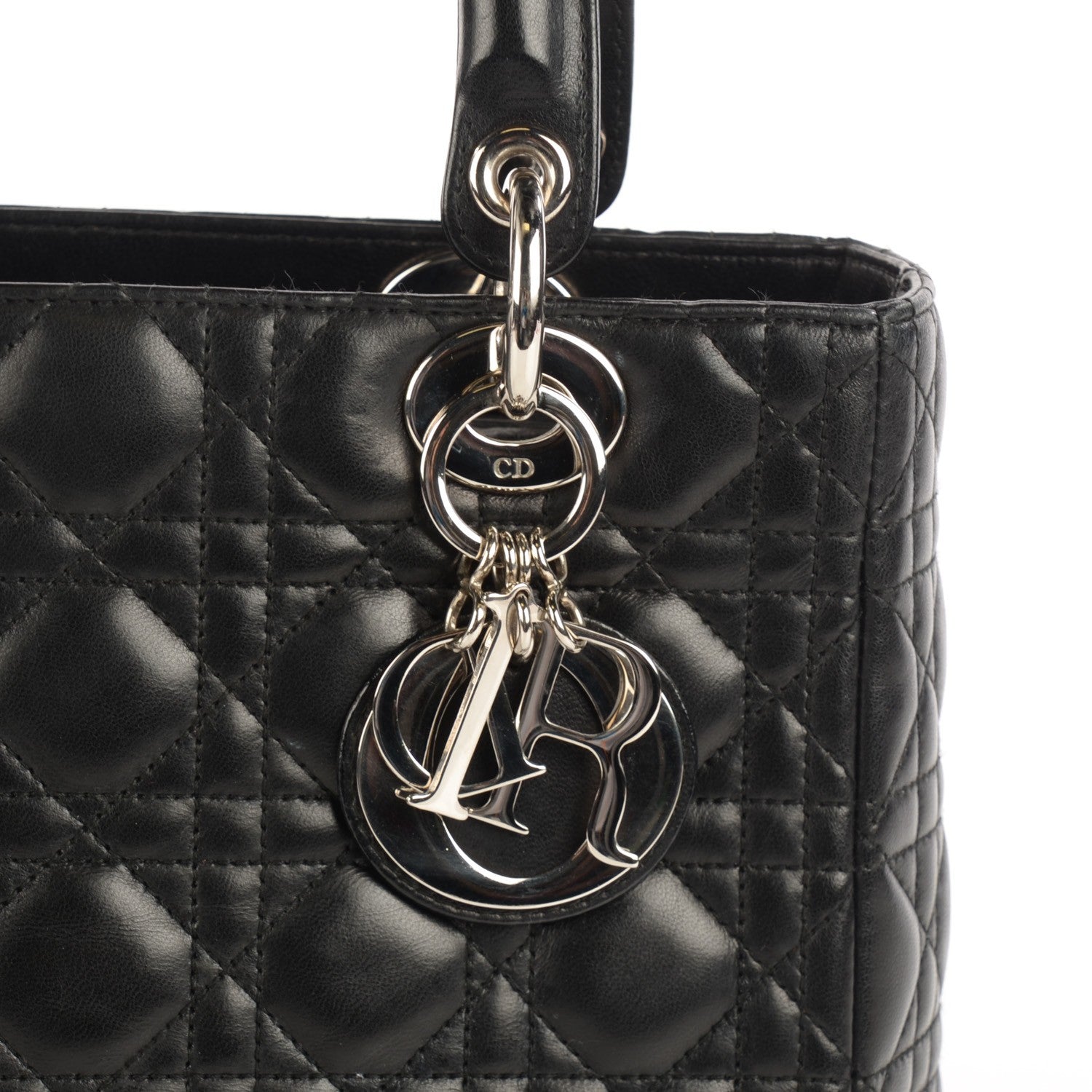 Christian Dior Lambskin Cannage Medium Lady Dior Black 13 of 17