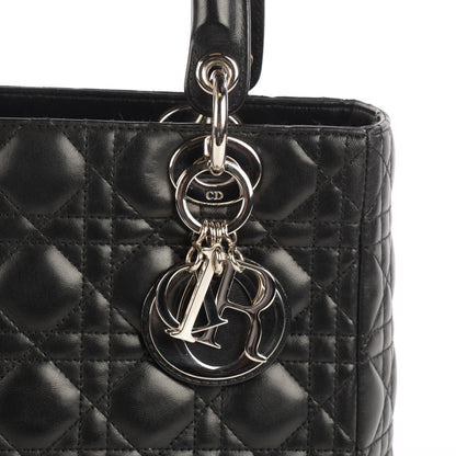 Christian Dior Lambskin Cannage Medium Lady Dior Black 13 of 17
