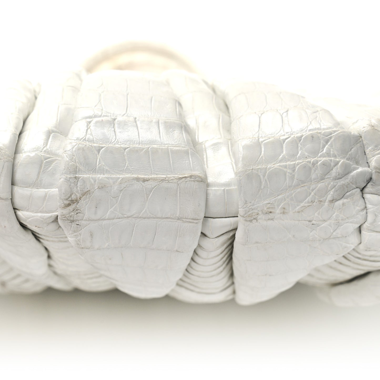 Crocodile Top Handle Tote White