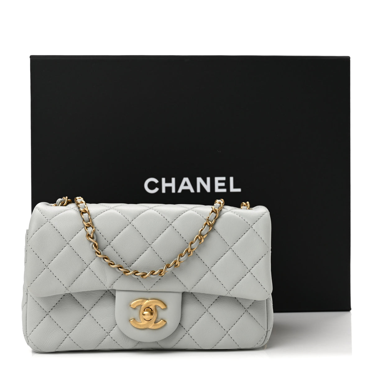 Chanel Lambskin Quilted Mini Rectangular Pearl Crush Flap Grey 13 of 13