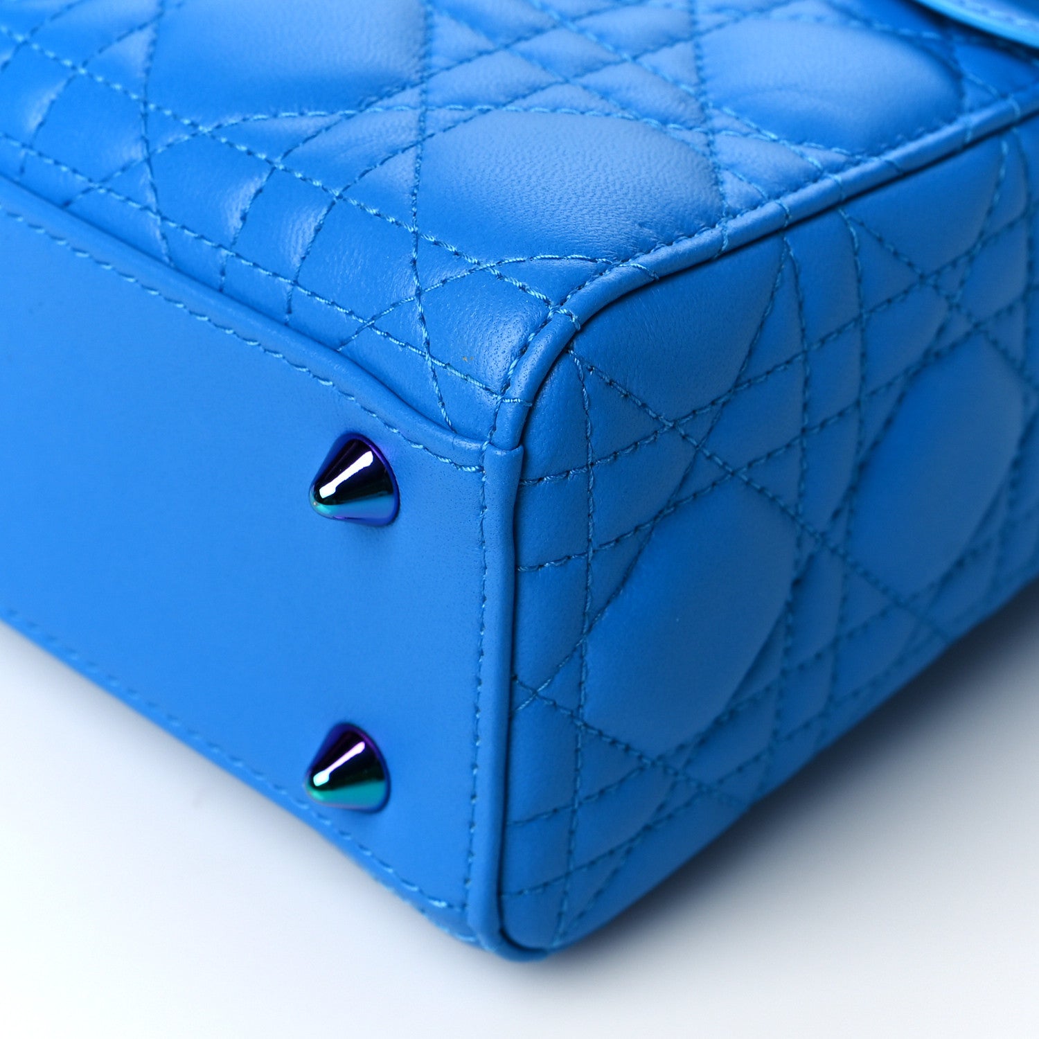 Christian Dior Lambskin Cannage Small Lady Dior Bright Blue