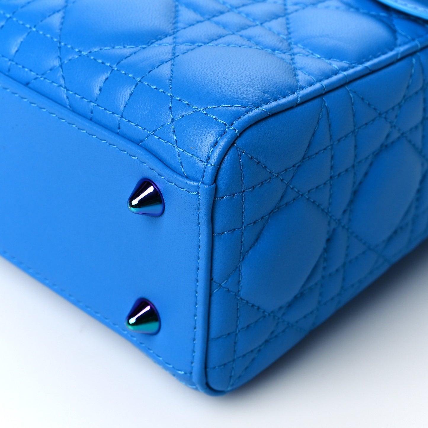 Lambskin Cannage Small Lady Dior Bright Blue