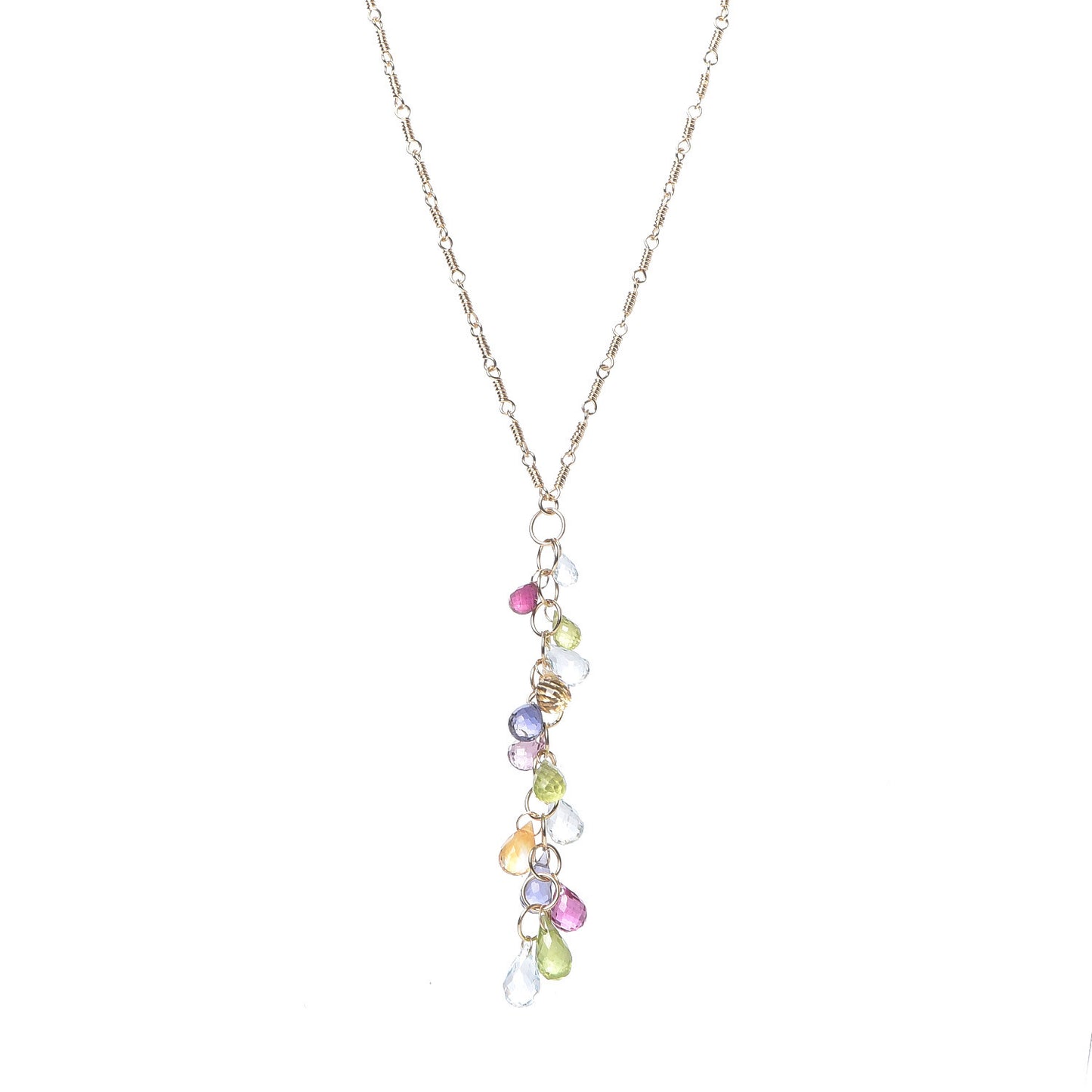 18K Yellow Gold Rainbow Drops Necklace