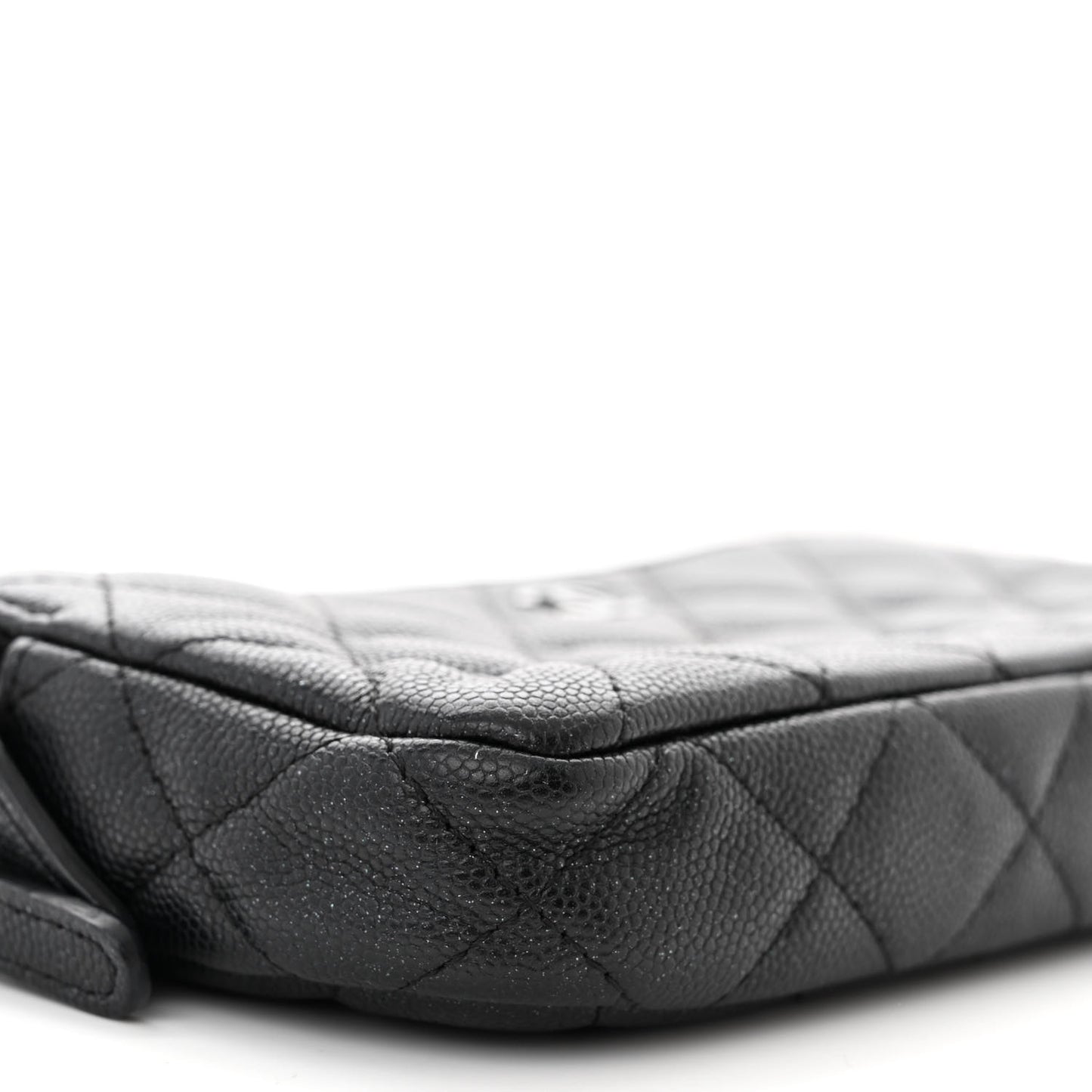Iridescent Caviar Quilted Small Clutch With Chain Black