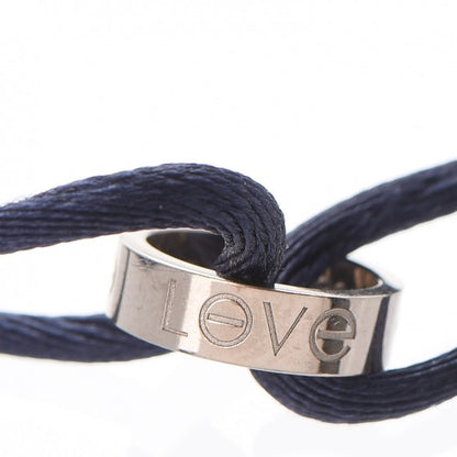 Cartier 18K White Gold Charity LOVE Adjustable Cord Bracelet Navy Blue 3 of 7