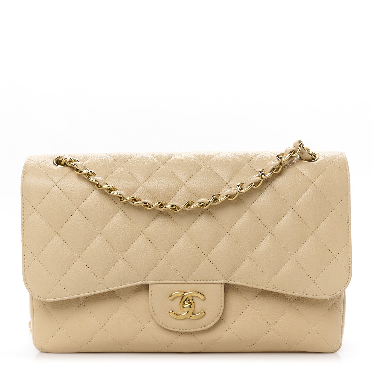 Chanel Caviar Quilted Jumbo Double Flap Beige 1 of 12