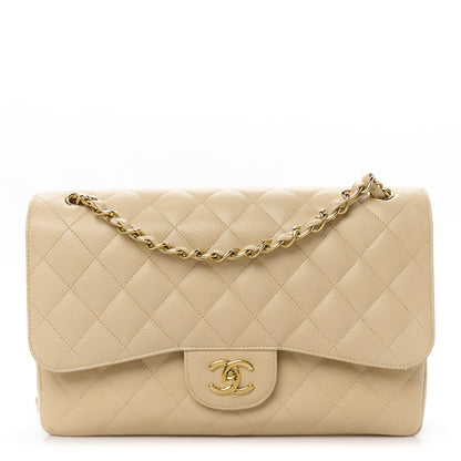 Chanel Caviar Quilted Jumbo Double Flap Beige 1 of 12