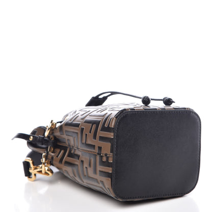 Fendi Vitello Liberty F is Fendi Bi-Color FF 1974 Embossed Mini Mon Tresor Bucket Bag Maya Black 4 of 11