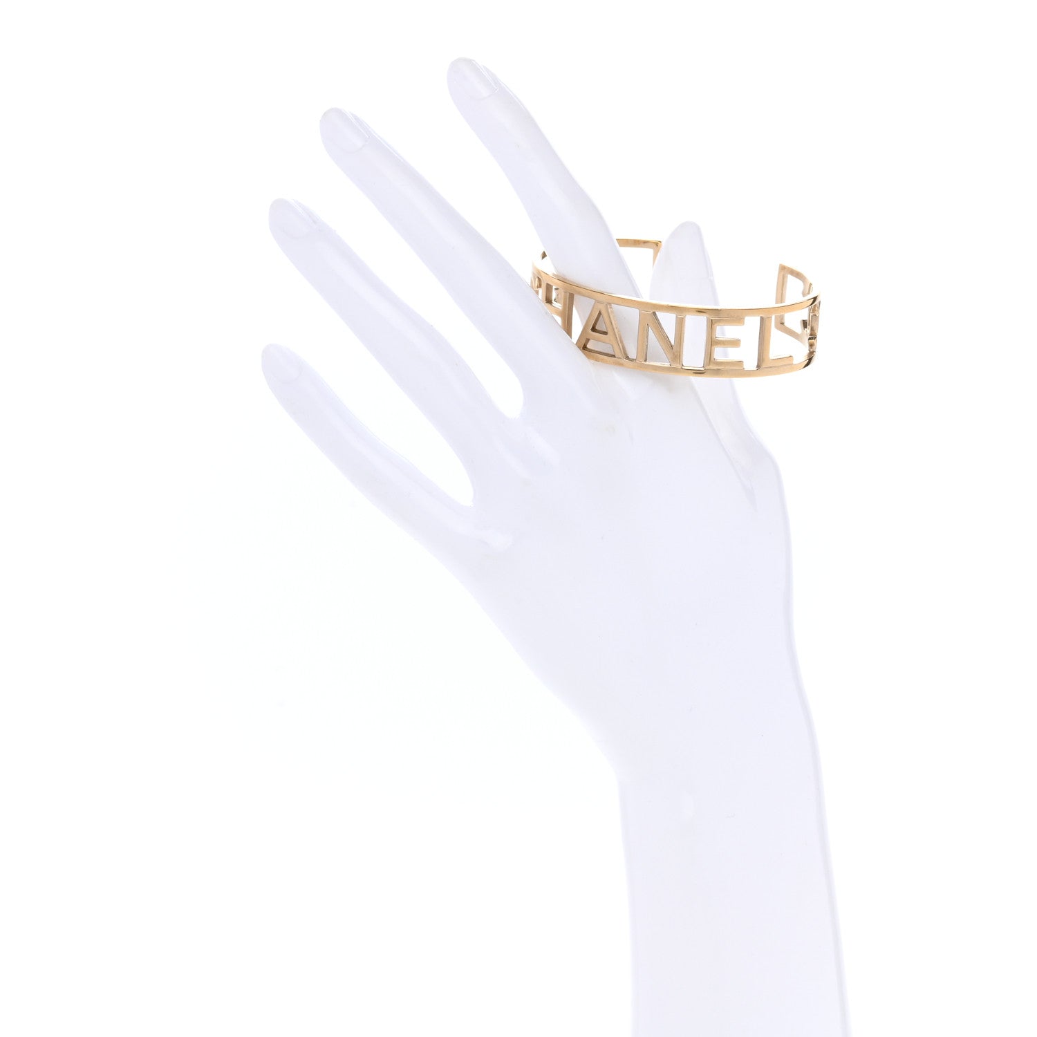 Chanel Metal Logo Cuff Gold 2 of 4
