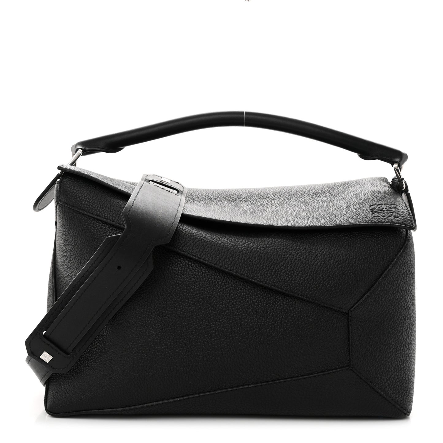 Calfskin Large Puzzle Edge Bag Black