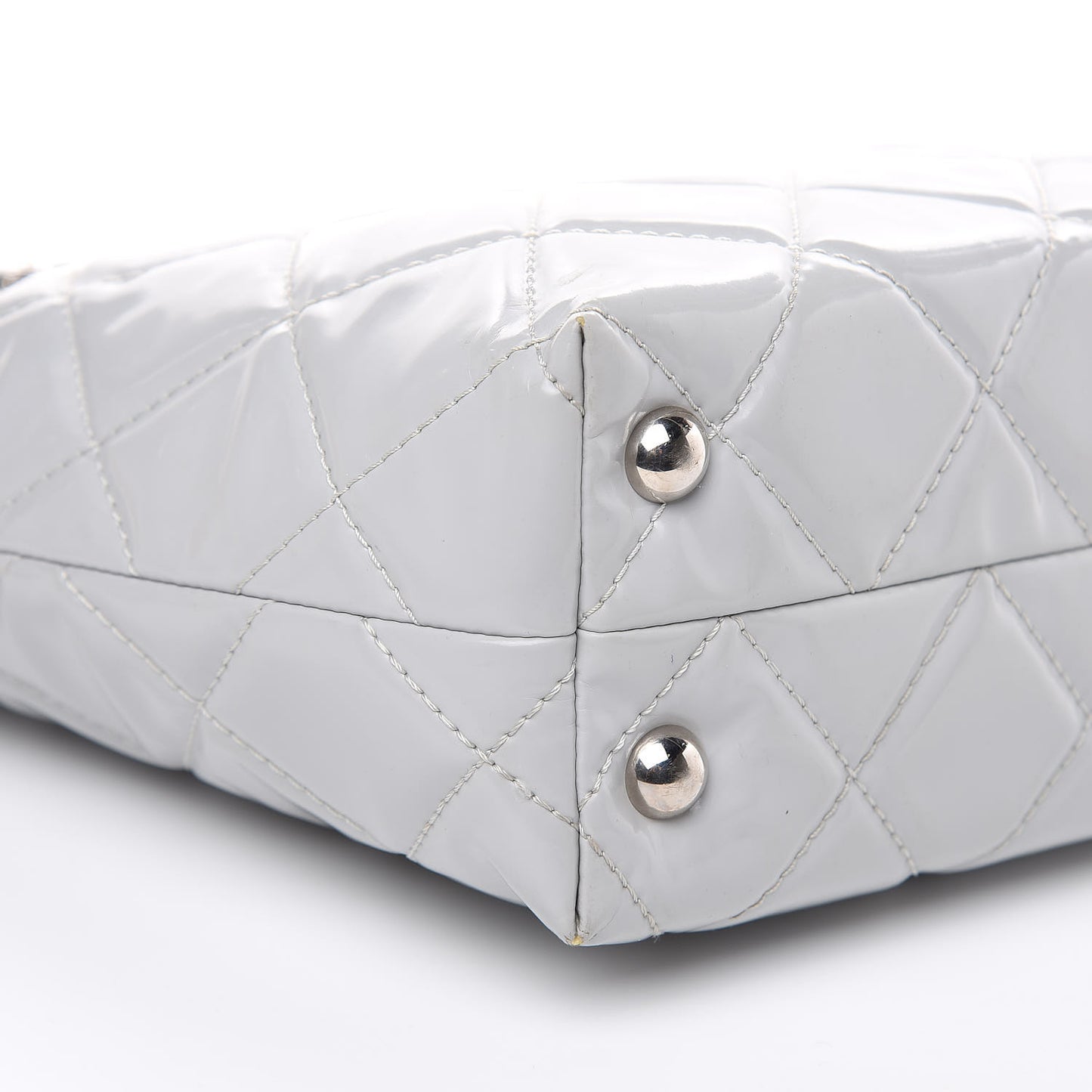 Vinyl Quilted In The Business North South Tote Light Grey