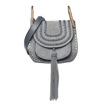 Chloe Suede Calfskin Braided Mini Hudson Shoulder Bag Cloudy Blue 1 of 7