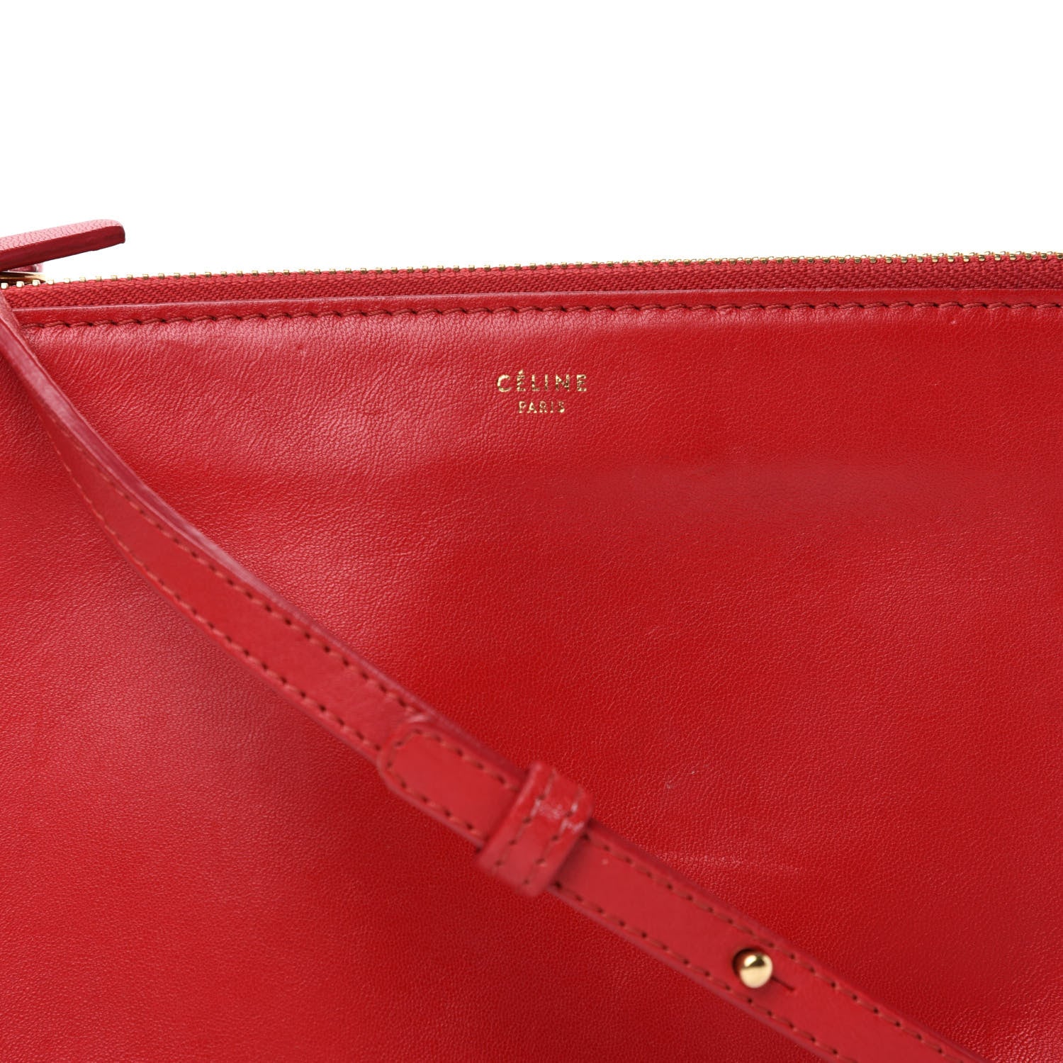 Celine Lambskin Small Trio Crossbody Bag Red 10 of 10