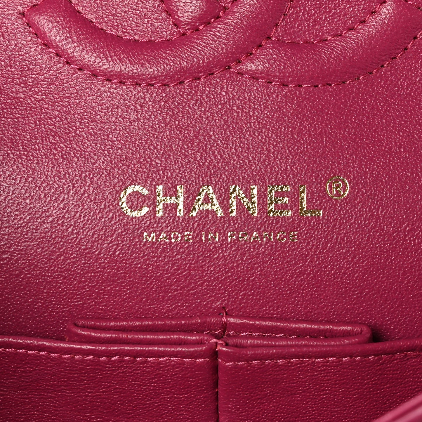 Lambskin Chevron Quilted Medium Double Flap Dark Pink