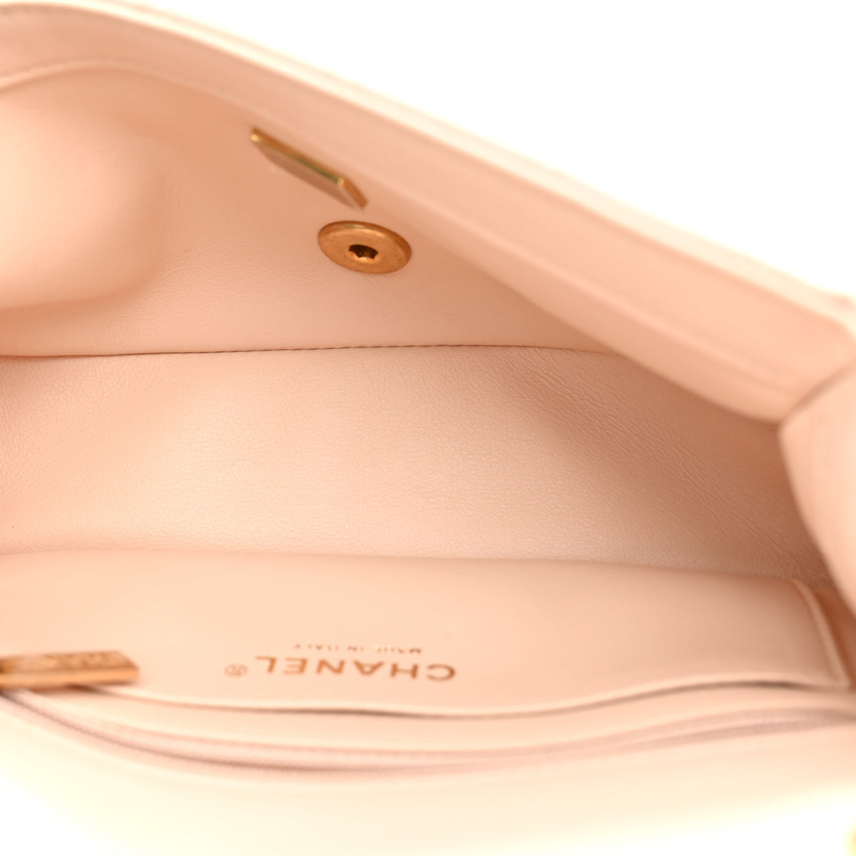 Lambskin Quilted Mini Rectangular Pearl Crush Flap Light Beige