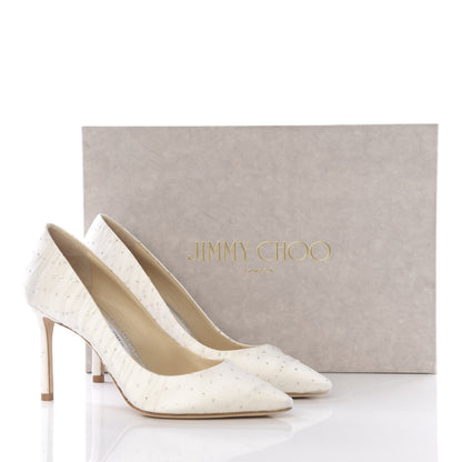Jimmy Choo Mesh Glitter Pointy Toe Polka Dot Romy 85 Pumps 36 White Silver 10 of 10