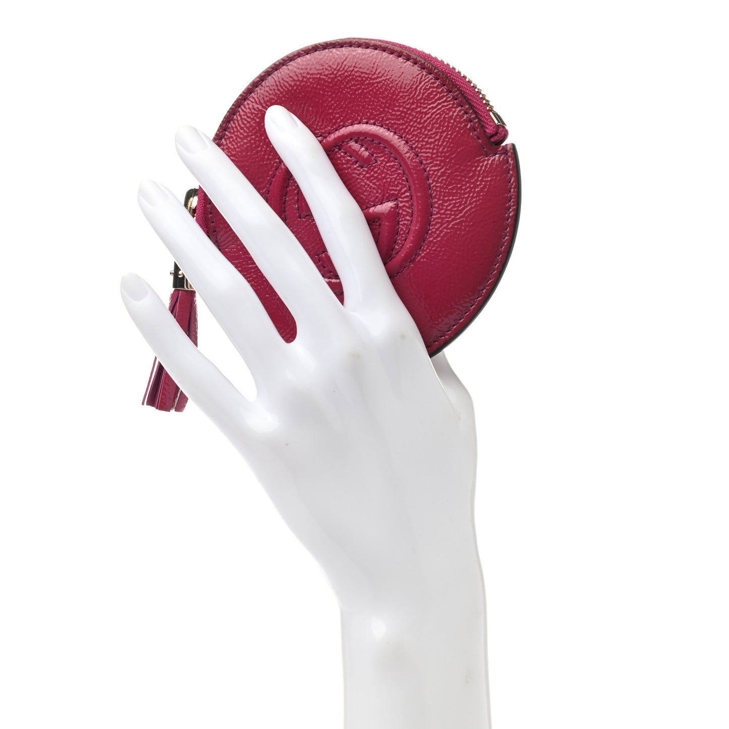 Patent Soho Round Coin Purse Bright Bougainvillea