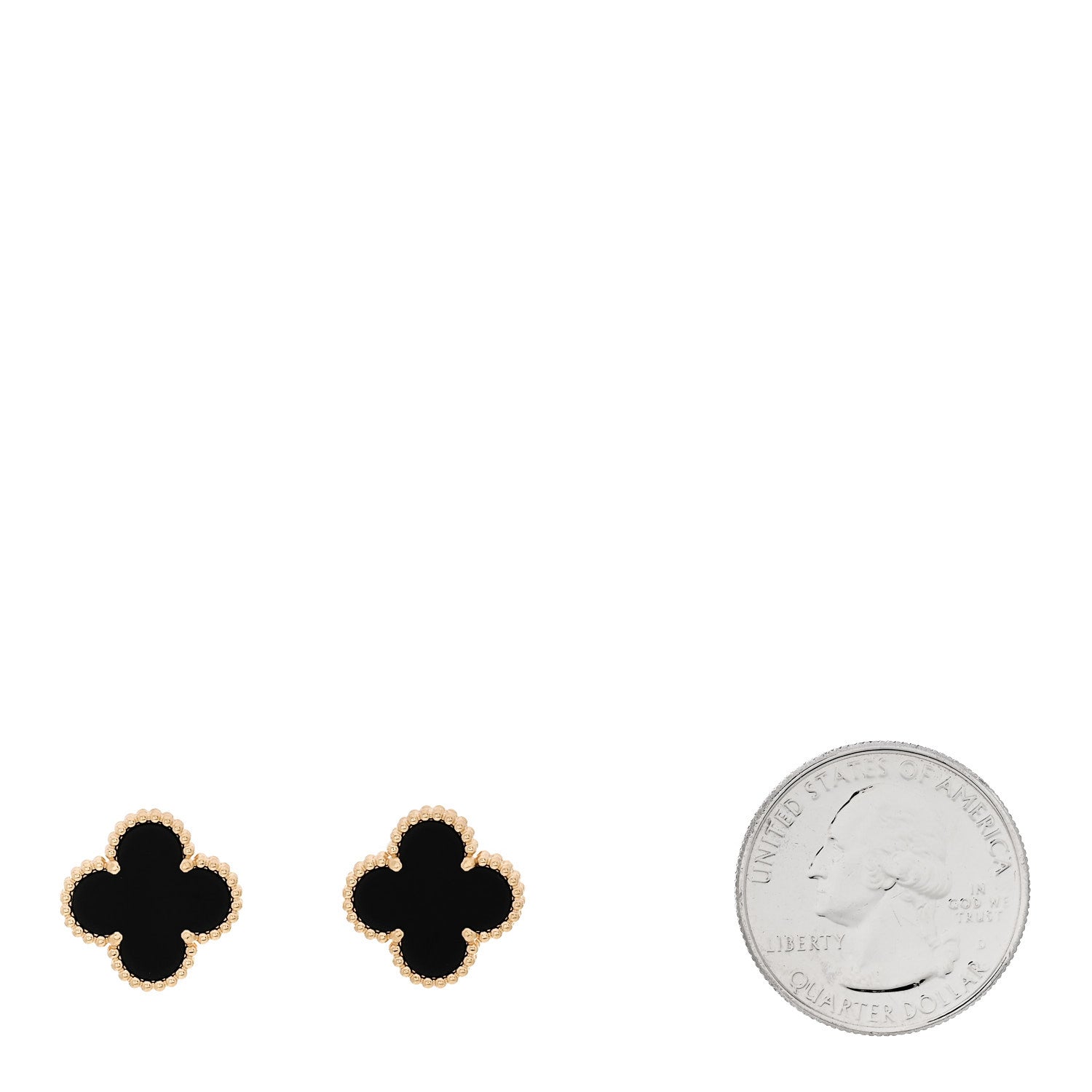 Van Cleef & Arpels 18K Yellow Gold Black Onyx Vintage Alhambra Earrings 2 of 5
