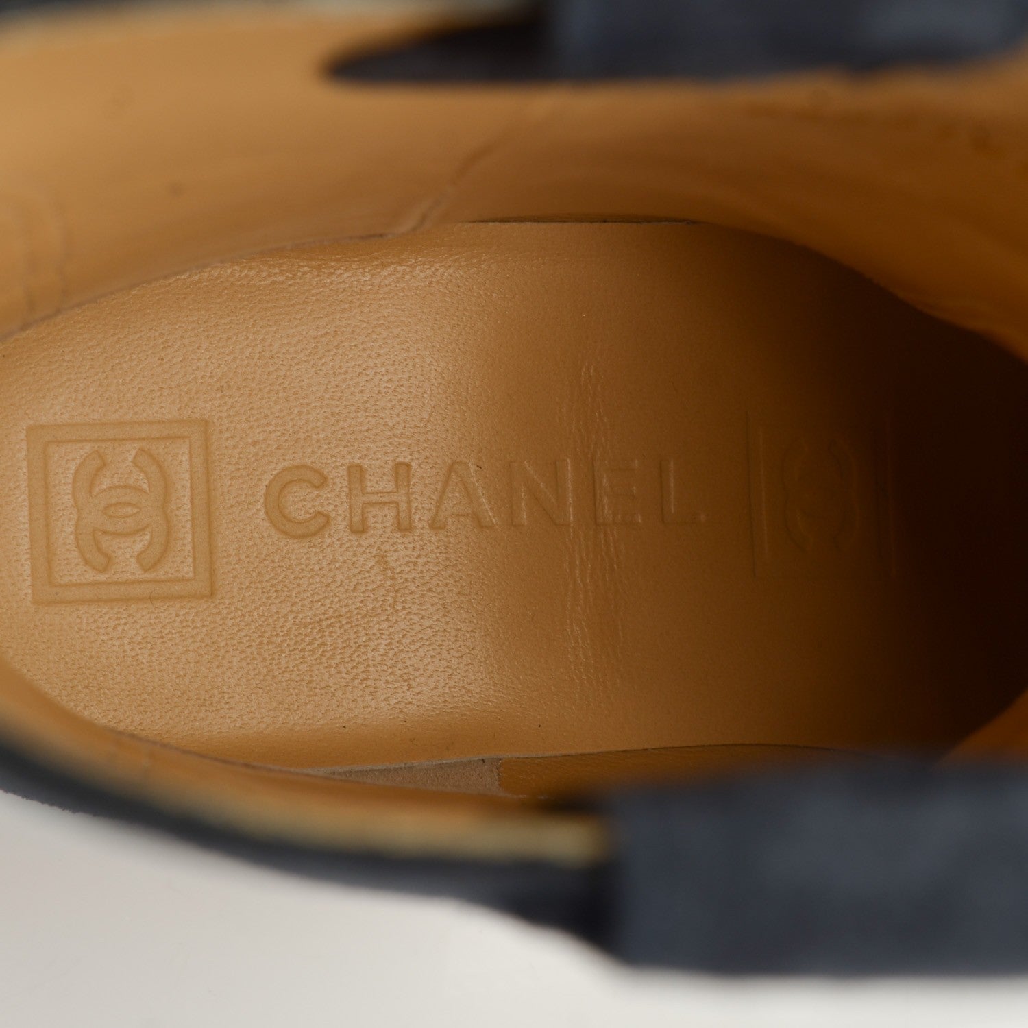 Chanel Suede Logo Boots 37.5 Navy 10 of 10