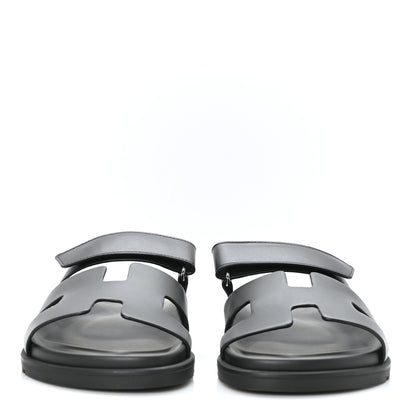 Hermes Calfskin Womens Chypre Sandals 40.5 Black 2 of 9