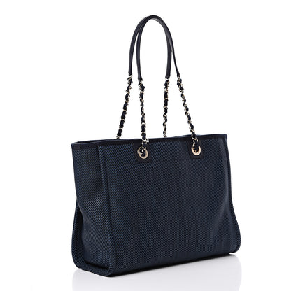 Chanel Denim Small Deauville Tote Dark Blue 2 of 10