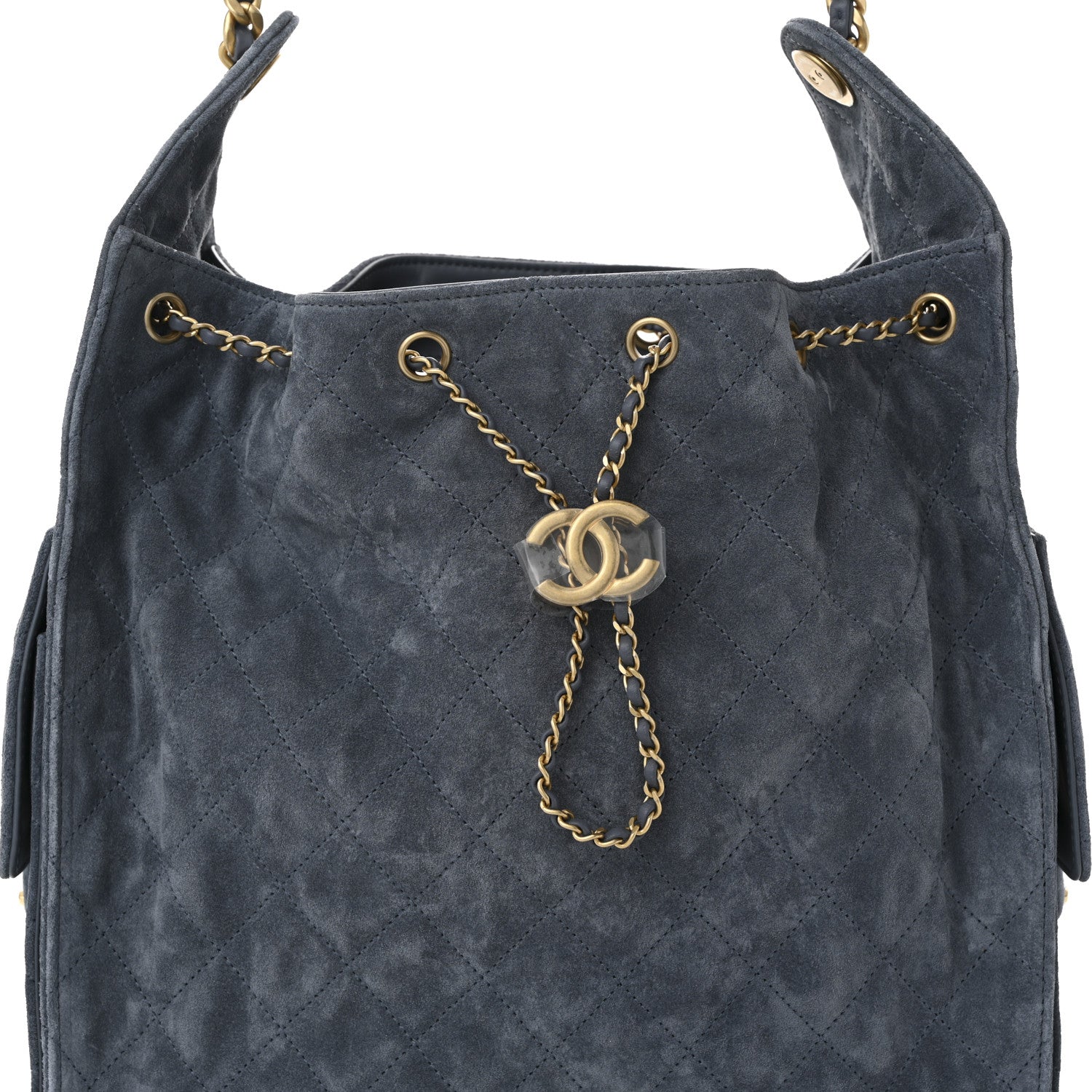 Chanel Suede Quilted Medium Chanel 25 Handbag Blue 9 of 12