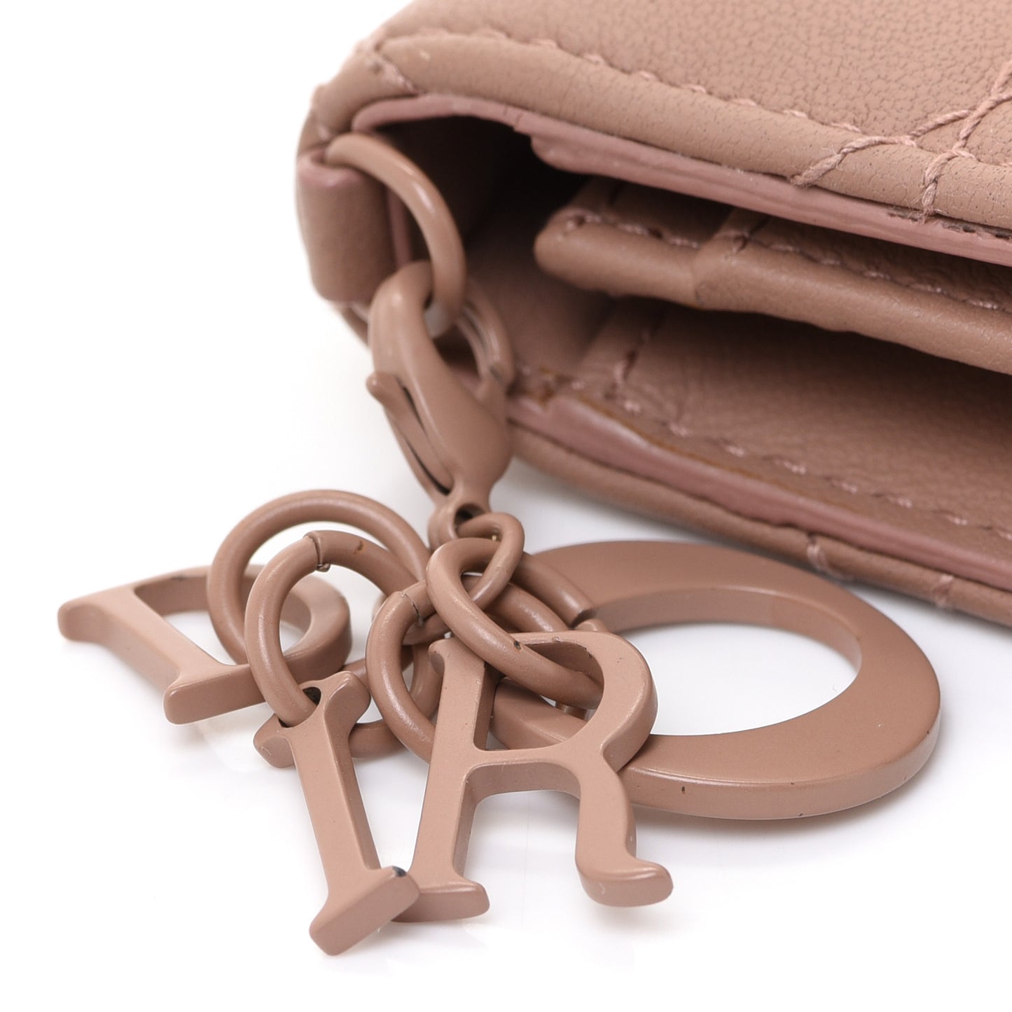 Ultra Matte Calfskin Cannage Small Lady Dior Flap Card Holder Beige