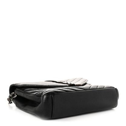 Saint Laurent Sheepskin Matelasse Chevron Monogram Medium College Bag Black 4 of 10