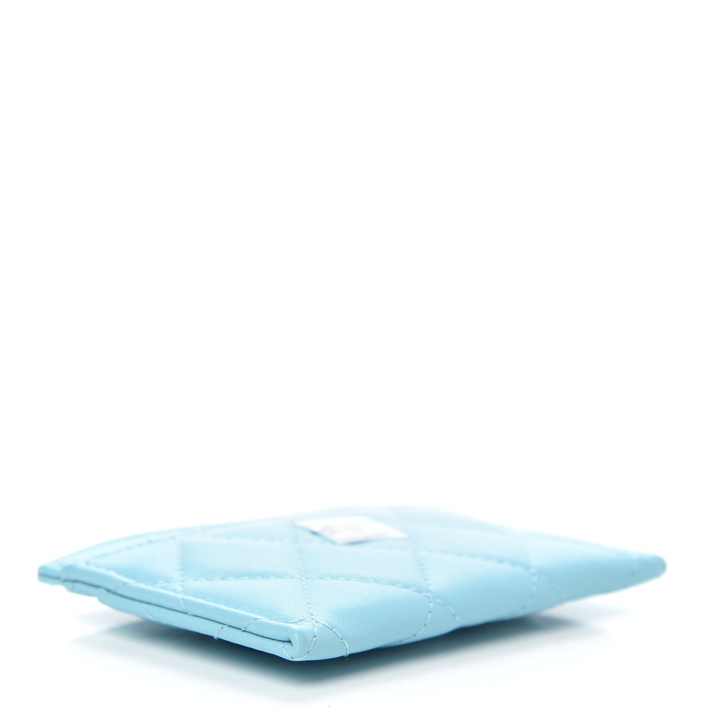 Lambskin Quilted Card Holder Neon Blue