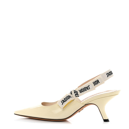 Christian Dior Patent Ribbon J'Adior Slingback 65mm Pumps 37.5 Off White 1 of 10