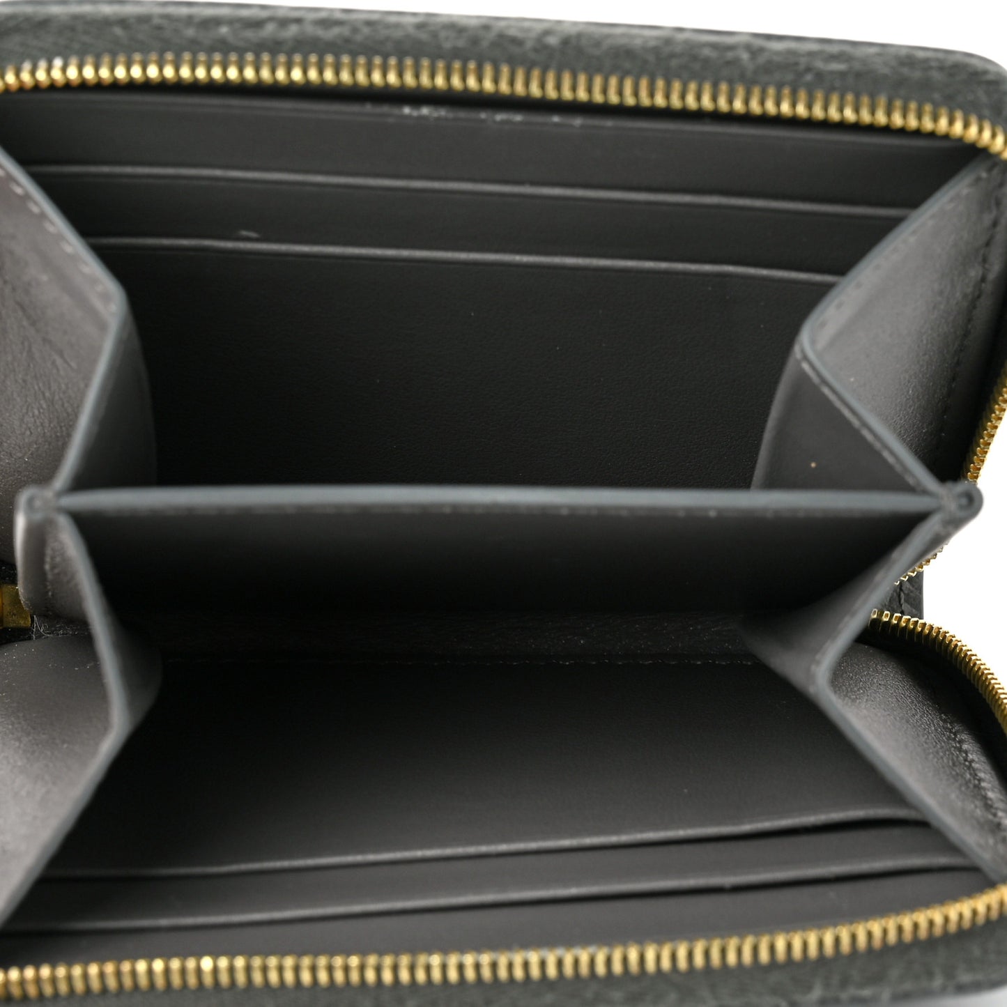 Grained Calfskin Compact Zipped Wallet Grey