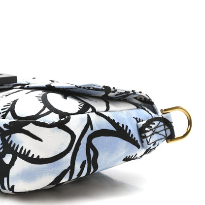 Fendi X JOSHUA VIDES Nylon Flower Clouds Print Mini Belt Baguette White Celeste Black 10 of 10