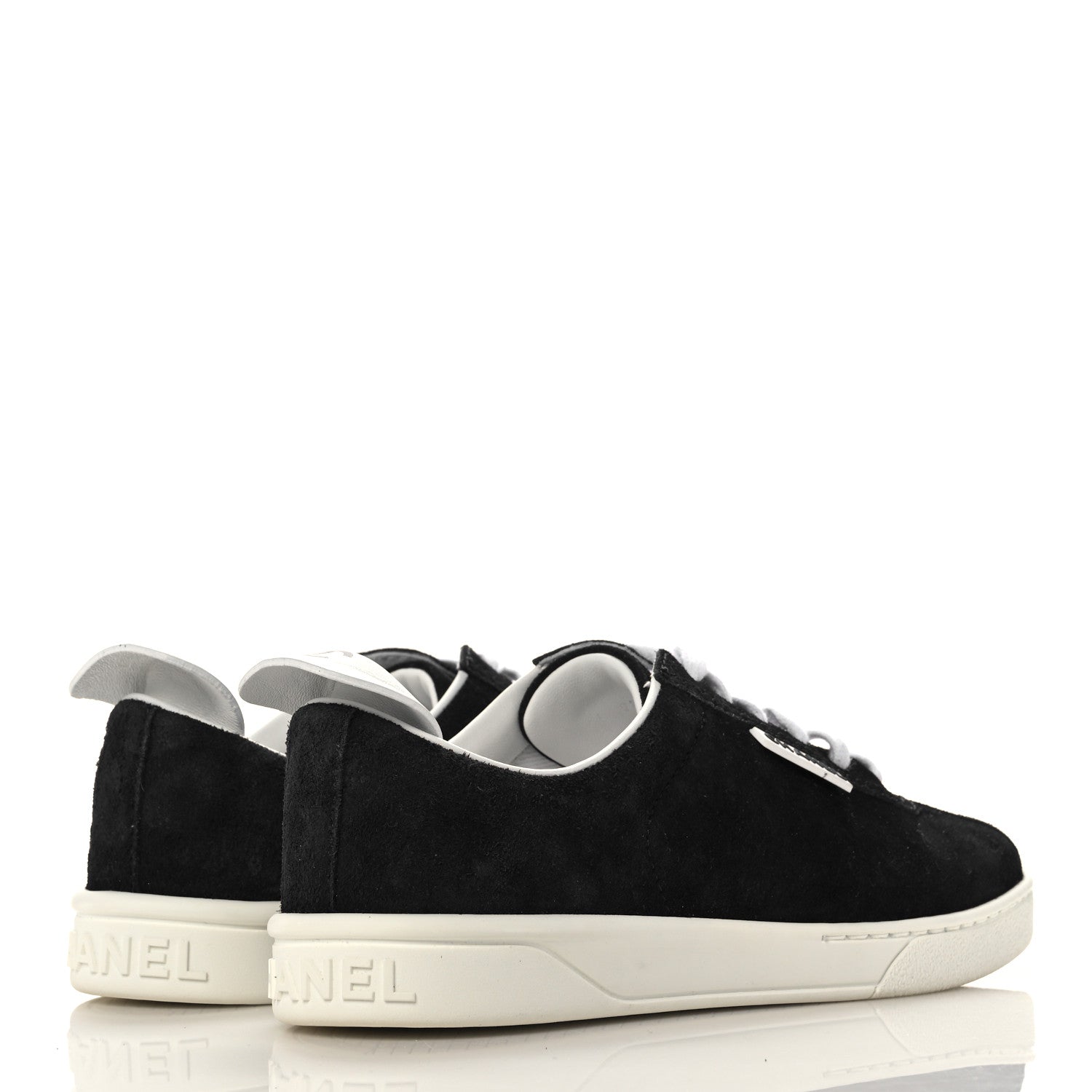 Chanel Suede Womens CC Sneakers 37 Black 4 of 8