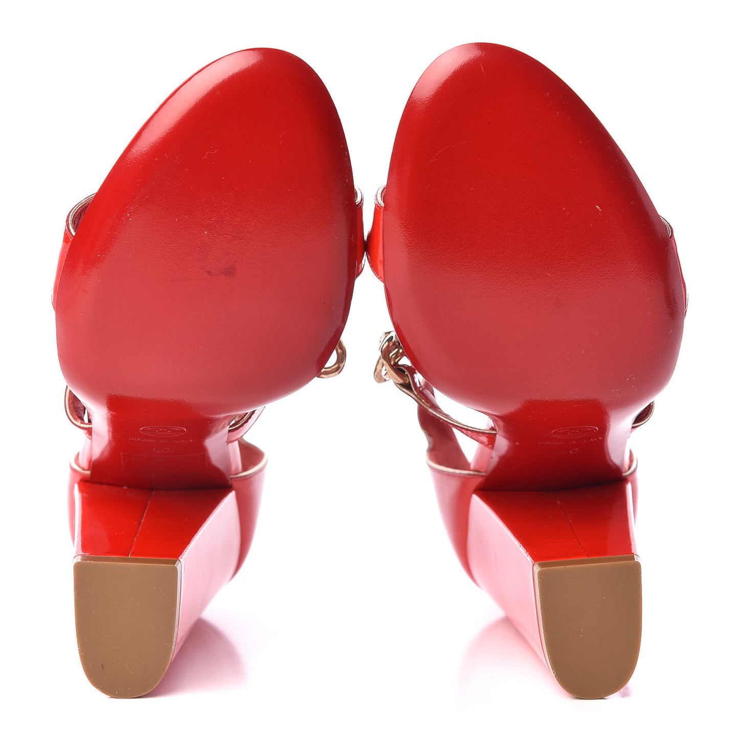 Patent Chain Sandals 40 Red