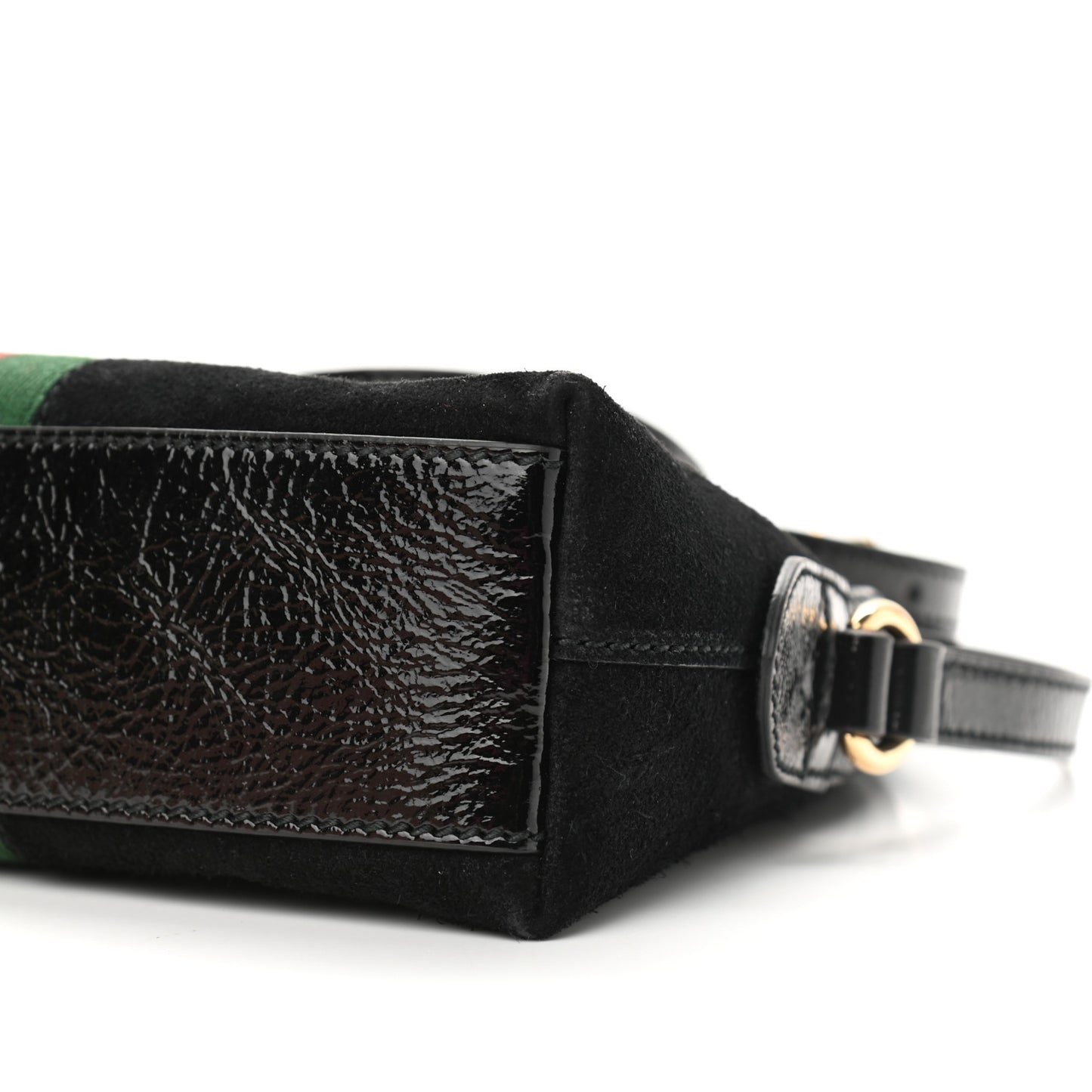 Suede Patent Web GG Small Ophidia Dome Shoulder Bag Black