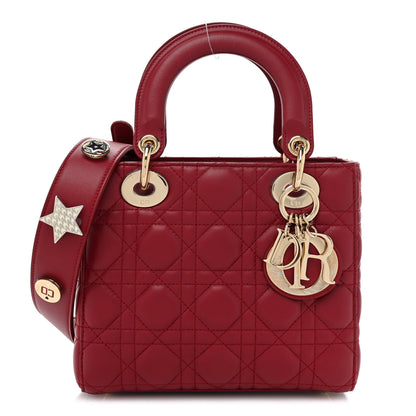 Christian Dior Lambskin Cannage Small Lucky Badges My Lady Dior Red 1 of 12