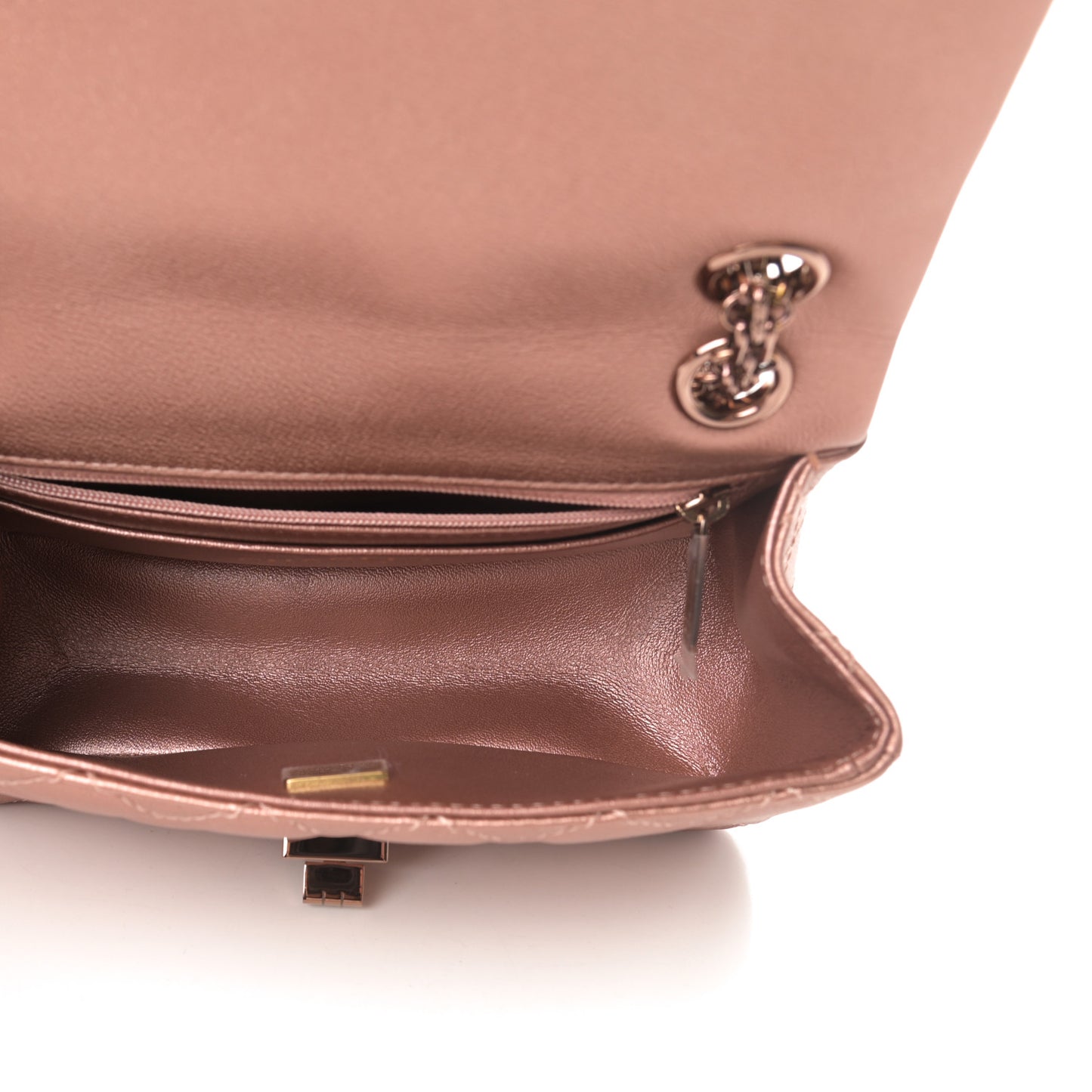 Metallic Grained Calfskin Quilted 2.55 Reissue Mini Flap Copper Pink