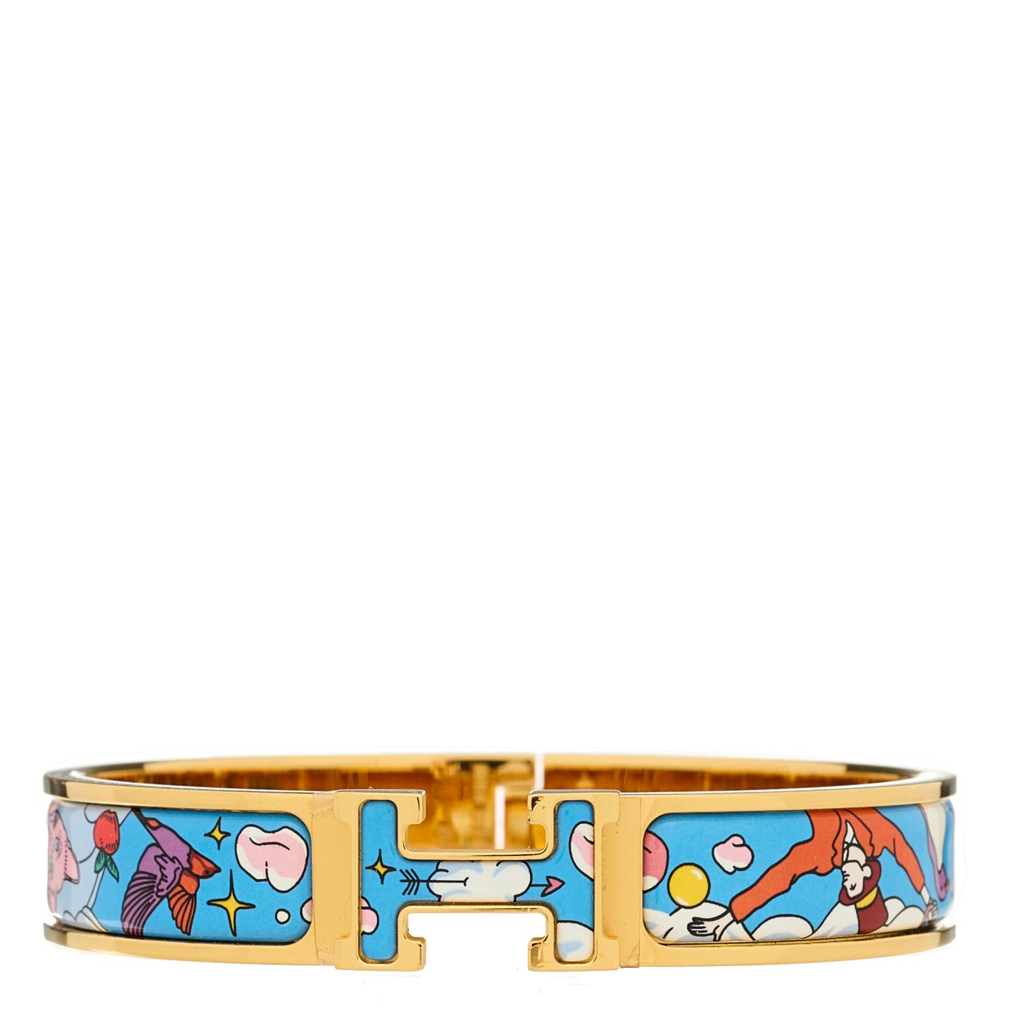 Enamel Printed Dans Les Nuages Narrow Clic Clac H Bracelet GM Flamboyante