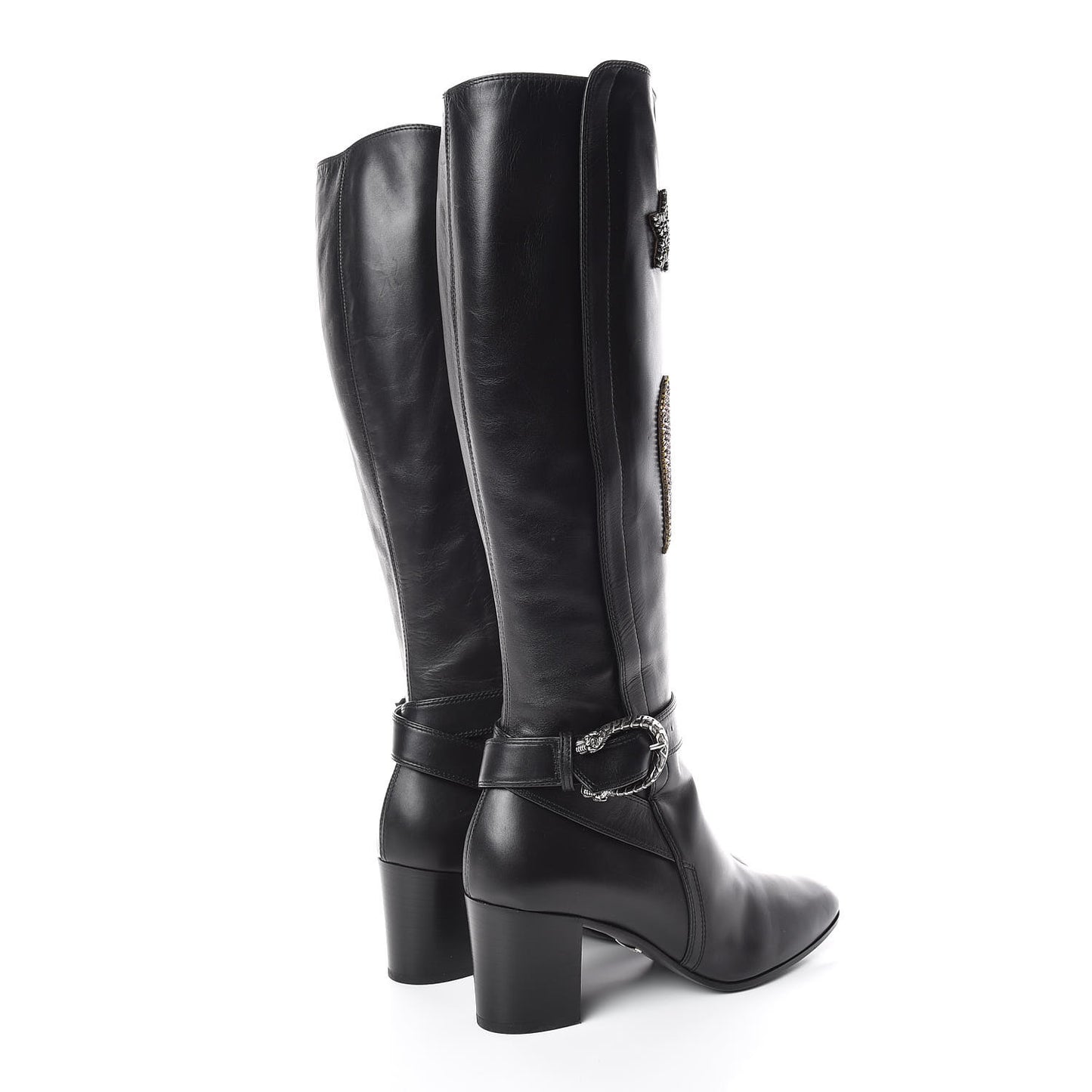 Calfskin Dionysus Embellished Elizabeth Knee High Boots 40 Black