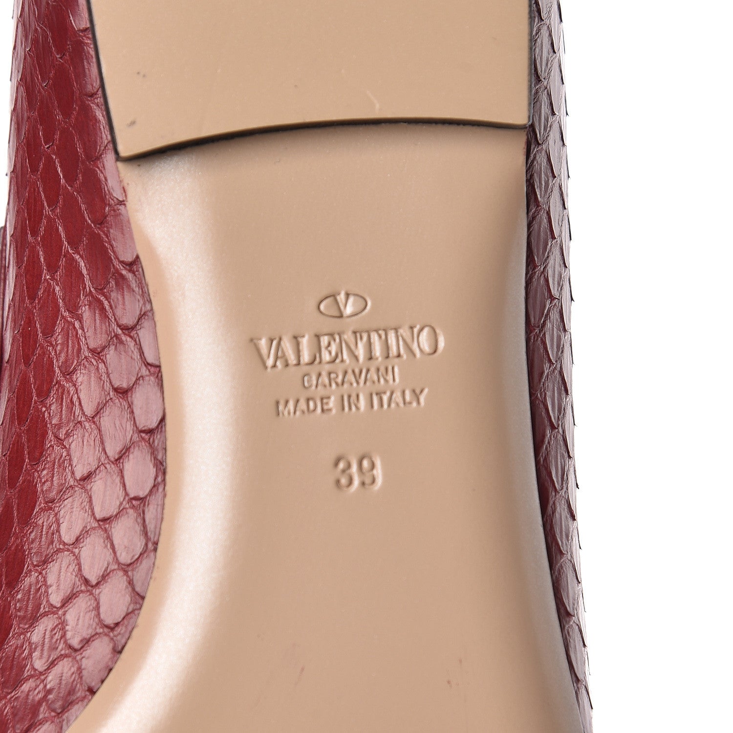 Valentino Garavani Ayers Snakeskin Rockstud Ballerina Flats 39 Cerise 8 of 10