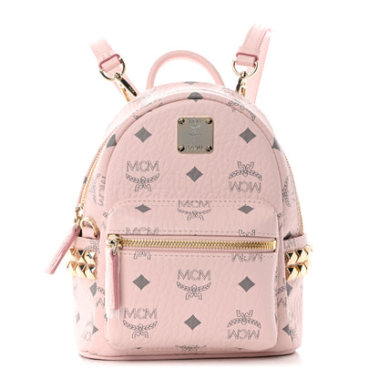 MCM Visetos Side Stud X-Mini Stark Bebe Boo Backpack Soft Pink 1 of 9