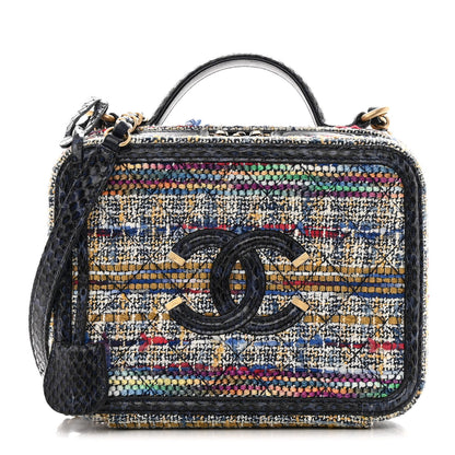 Chanel Tweed Snakeskin Quilted Medium CC Filigree Vanity Case Multicolor 1 of 13