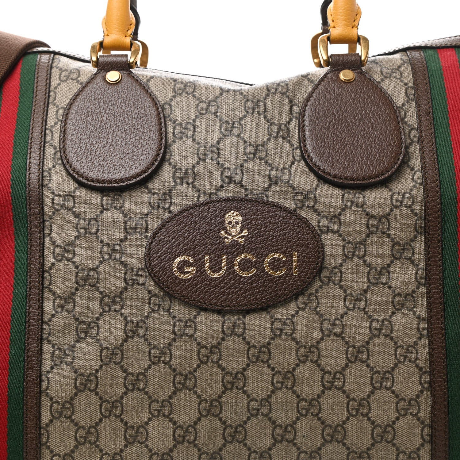 Gucci Soft GG Supreme Monogram Web Large Duffle Bag Beige New Acero Crop 11 of 11