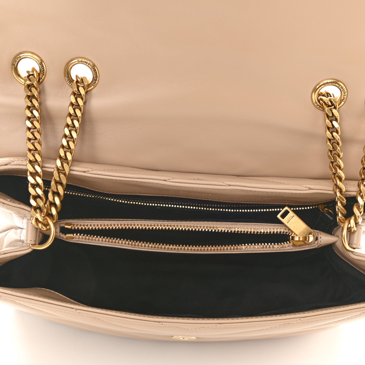 Saint Laurent Calfskin Y Quilted Monogram Medium Loulou Chain Satchel Dark Beige 5 of 10