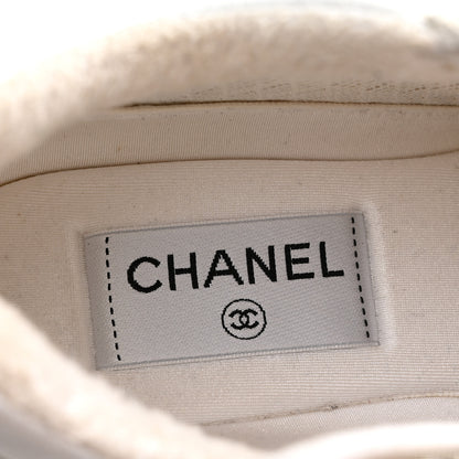 Chanel Mesh Suede Calfskin Grained Calfskin Womens CC Sneakers 39 White Grey 7 of 10