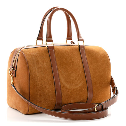Celine Waxed Suede Calfskin Large Boston Bag Tobacco 3 of 11