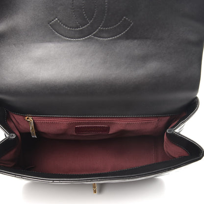 Chanel Calfskin Quilted Large Gold Bar Top Handle Flap Black 5 of 8